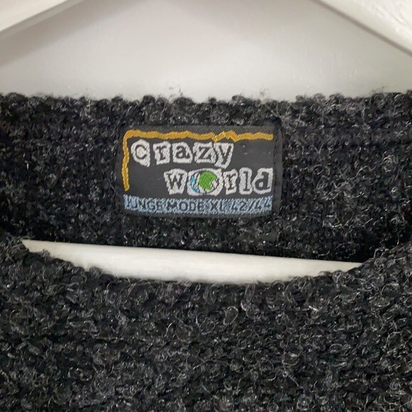 Vintage Sweater French Dark Gray Silver Sparkly Shimmer Crew Neck Knit XL - Picture 4 of 7
